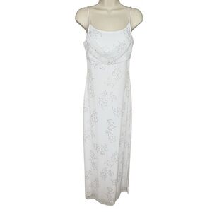 Taboo Elegant White Glitter Floral Maxi Formal Dress Women’s Size L